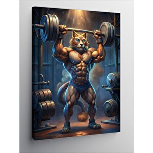 Kanvas Tablo Halter Kaldıran Kedi 70x100 cm