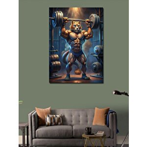 Kanvas Tablo Halter Kaldıran Kedi 70x100 cm