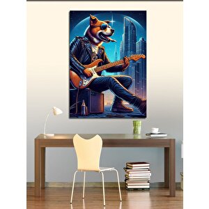 Kanvas Tablo Gitar Çalan Köpek
