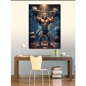 Kanvas Tablo Halter Kaldıran Kedi 50x70 cm
