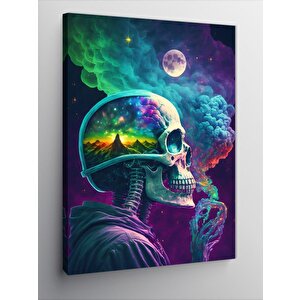 Kanvas Tablo Sigara İçip Hayal Kuran İskelet 70x100 cm
