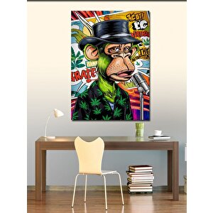 Kanvas Tablo Yeşil Kapalı Maymun 50x70 cm