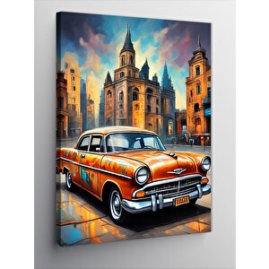 Kanvas Tablo Turuncu Klasik Araba 70x100 cm