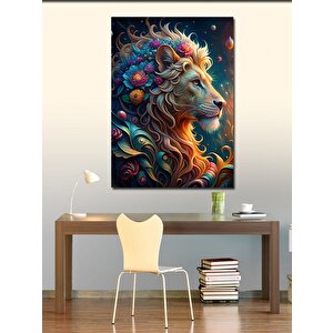 Kanvas Tablo Çiçekli Erkek Aslan 100x140 cm
