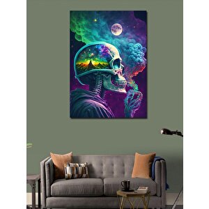 Kanvas Tablo Sigara İçip Hayal Kuran İskelet 100x140 cm