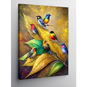 Kanvas Tablo Yapraklardaki Kuşlar 70x100 cm