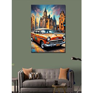 Kanvas Tablo Turuncu Klasik Araba 100x140 cm