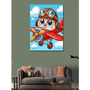 Kanvas Tablo Kırmızı Uçak Ve Çocuk 70x100 cm