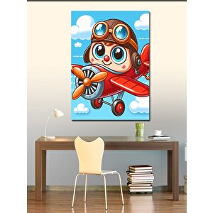Kanvas Tablo Kırmızı Uçak Ve Çocuk 70x100 cm