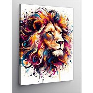 Kanvas Tablo Renkli Aslan 100x140 cm