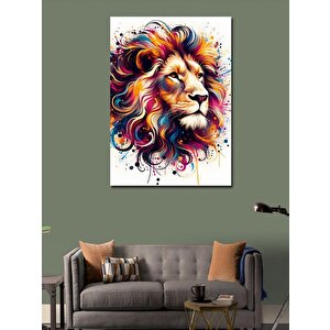 Kanvas Tablo Renkli Aslan 100x140 cm