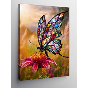 Kanvas Tablo Vitray Kanatlı Kelebek 100x140 cm
