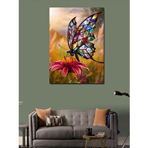 Kanvas Tablo Vitray Kanatlı Kelebek 100x140 cm