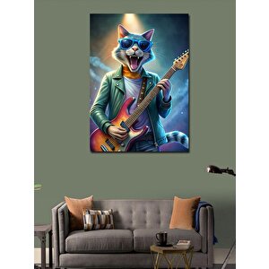 Kanvas Tablo Elektro Gitarcı Kedi 50x70 cm