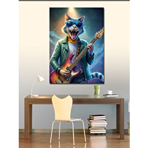 Kanvas Tablo Elektro Gitarcı Kedi 50x70 cm