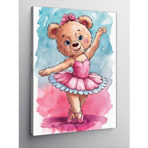 Kanvas Tablo Pembe Kıyafetli Balerin Ayı 50x70 cm