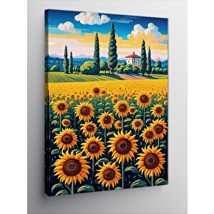 Kanvas Tablo Günebakan Ayçiçeği Tarlası 70x100 cm