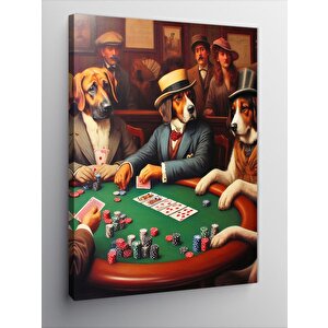 Kanvas Tablo İskambil Oynayan Köpekler 100x140 cm