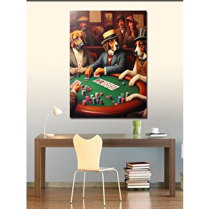 Kanvas Tablo İskambil Oynayan Köpekler 100x140 cm