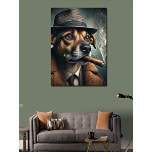 Kanvas Tablo Puro İçen Dedektif Köpek 100x140 cm