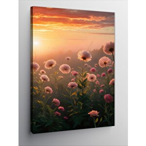 Kanvas Tablo Pembe Çiçek Tarlası 70x100 cm