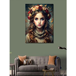 Kanvas Tablo Çiçek Şapkalı Kız 70x100 cm