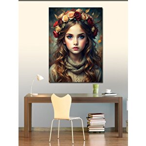Kanvas Tablo Çiçek Şapkalı Kız 70x100 cm