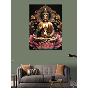Kanvas Tablo Buda Heykeli Ve Lotus Çiçeği 70x100 cm