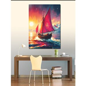 Kanvas Tablo Güneş Manzarası Ve Kayık 50x70 cm