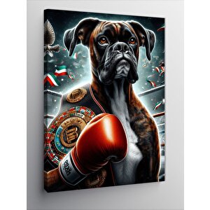 Kanvas Tablo Boksör Köpek Ve Kemeri 100x140 cm