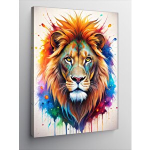 Kanvas Tablo Renkli Boyalar Ve Aslan 70x100 cm