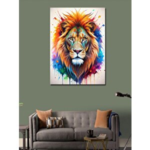 Kanvas Tablo Renkli Boyalar Ve Aslan 70x100 cm