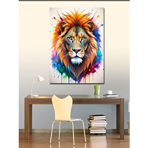 Kanvas Tablo Renkli Boyalar Ve Aslan 70x100 cm