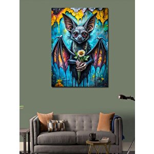 Kanvas Tablo Çiçek Tutan Yarasa 100x140 cm
