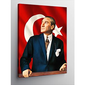 Kanvas Tablo Atatürk Ve Türk Bayrağı 70x100 cm