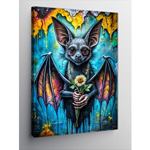 Kanvas Tablo Çiçek Tutan Yarasa 70x100 cm