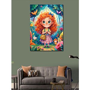 Kanvas Tablo Kız Çocuğu Kırda Ve Hayvanlar 70x100 cm