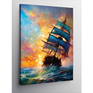 Kanvas Tablo Denizleri Aşan Yelkenli Gemi 100x140 cm
