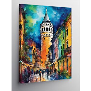 Kanvas Tablo Sulu Boya İstanbul Galata Kulesi 70x100 cm