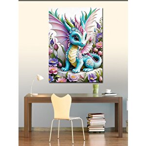 Kanvas Tablo Süsen Çiçeği Ve Yavru Dinazor 100x140 cm