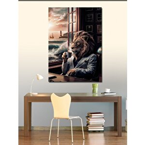 Kanvas Tablo Kahve İçen Aslan 70x100 cm