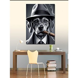 Kanvas Tablo Puro İçen Retro Köpek 100x140 cm