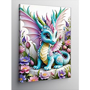 Kanvas Tablo Süsen Çiçeği Ve Yavru Dinazor 70x100 cm