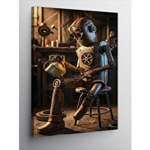 Kanvas Tablo Mekanik Robot Adam 100x140 cm