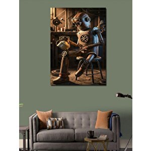 Kanvas Tablo Mekanik Robot Adam 100x140 cm