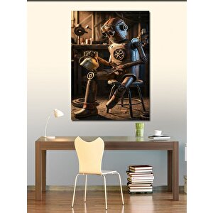 Kanvas Tablo Mekanik Robot Adam 100x140 cm