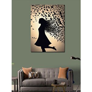 Kanvas Tablo Kuşlar Ve Kadın 100x140 cm