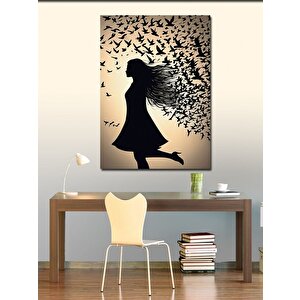 Kanvas Tablo Kuşlar Ve Kadın 100x140 cm