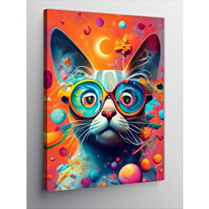 Kanvas Tablo Gözlüklü Kedi 100x140 cm