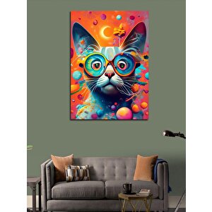 Kanvas Tablo Gözlüklü Kedi 100x140 cm